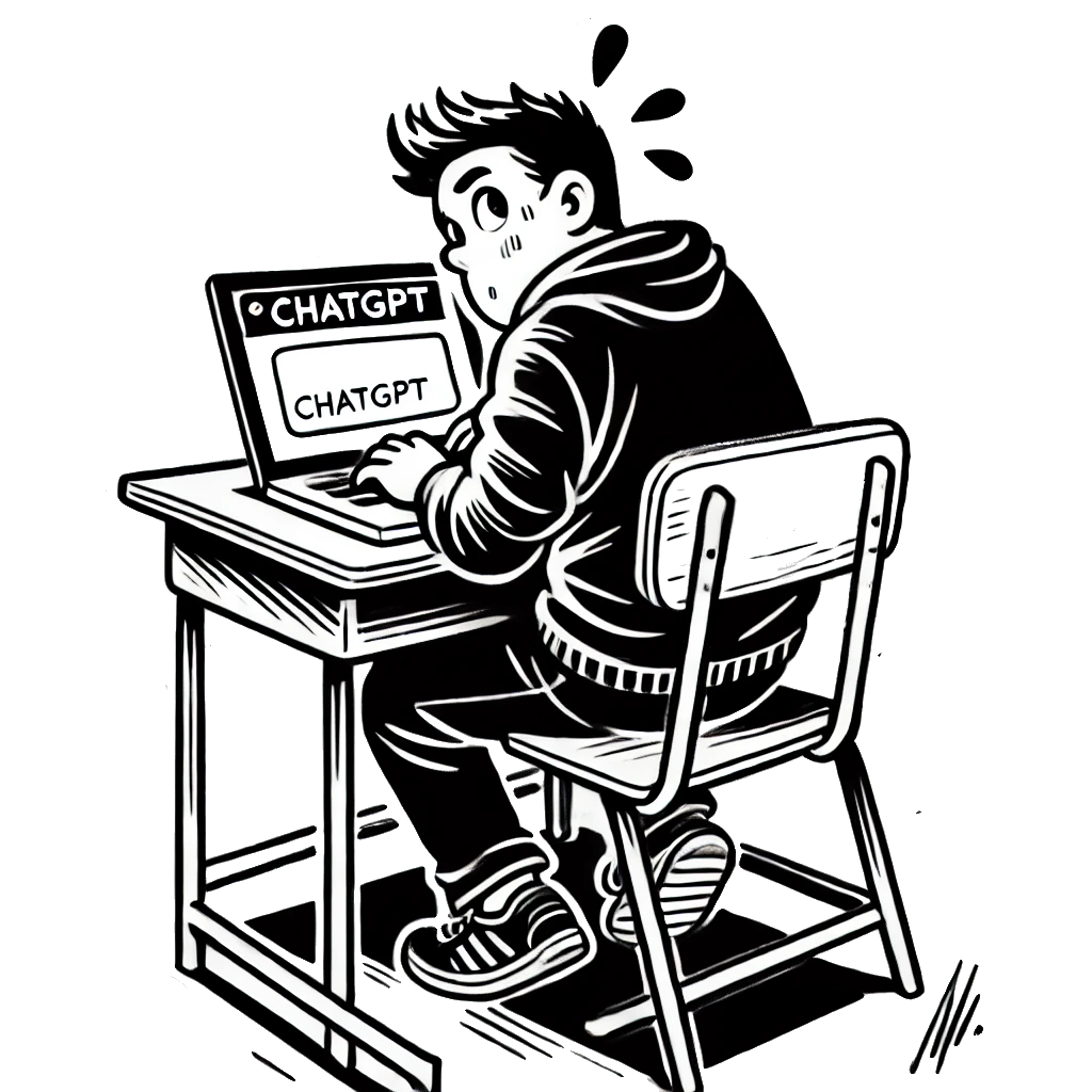 Academic Integrity Challenge Student using AI for academic misconduct illustration